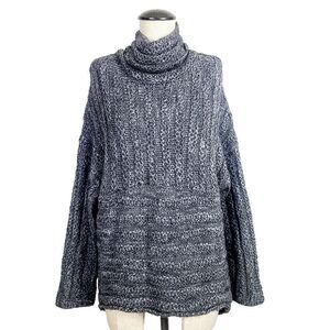Crossley Womens Wool Chunky Knit Sweater M Alpaca Blend Turtleneck Pullover Gray